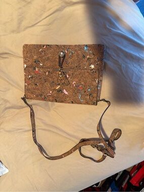 Cork Crossbody Bag with Multicolor Speckle Accent